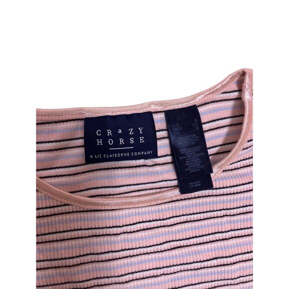 Lot of 2 Striped Baby Tees Women’s Small Y2K Fitted Retro Pink Salmon - Picture 3 of 8